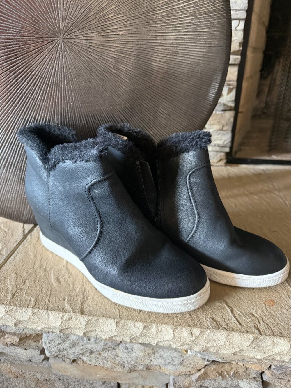 Ana Black Wedge Booties